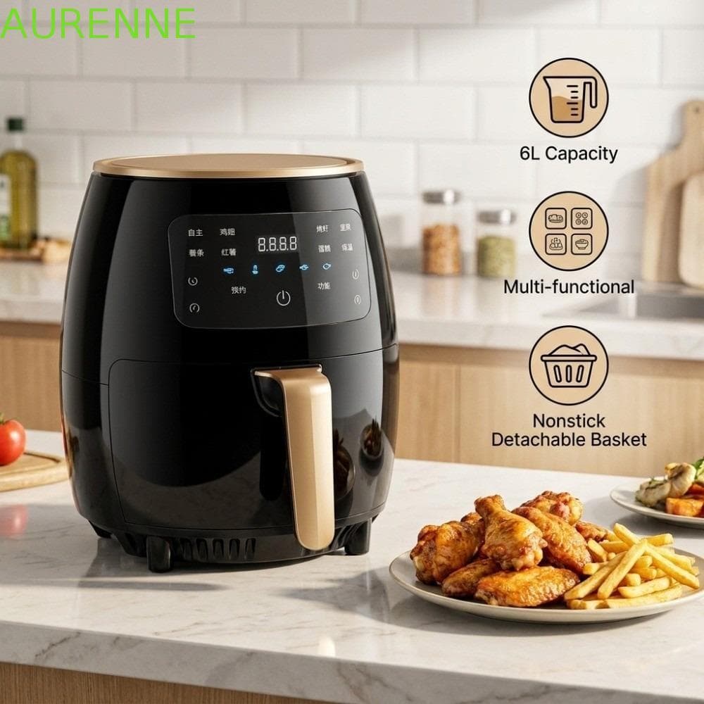 Fritadeira Elétrica AURENNE , De Ar Multifuncional Com Tela Sensível Ao Toque Digital Temperatura Ajustável