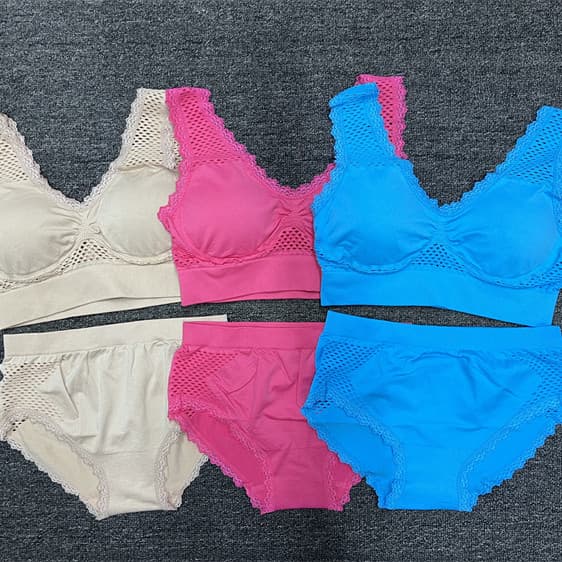 Conjunto de roupa íntima esportiva fina respirável feminina sem costura sutiã calcinha verão nu Fitness Yoga roupas trei