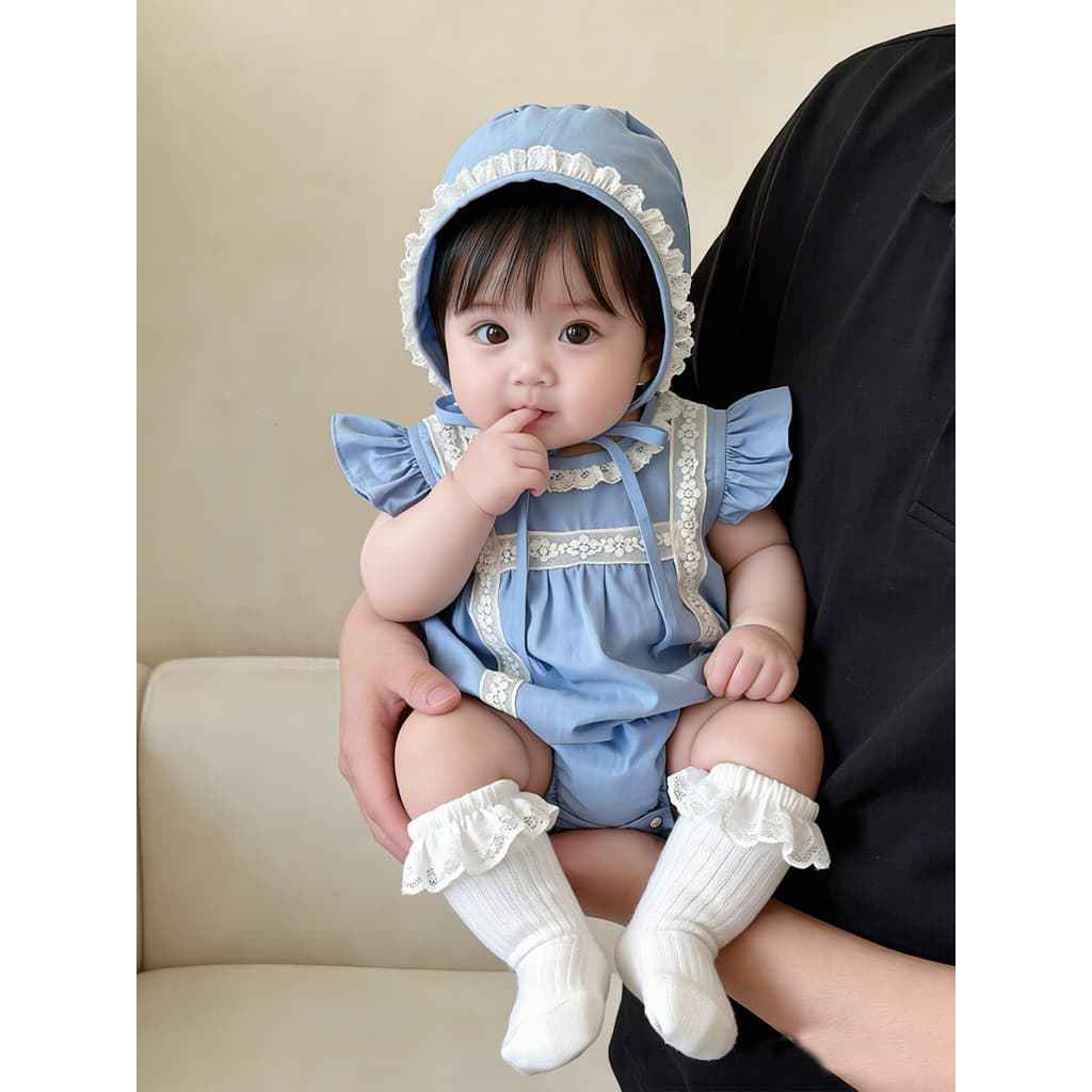 Bebê menina roupas de verão bonito Super bonito sem mangas macacão estilo ocidental pequena idade mensal menina bebê pas