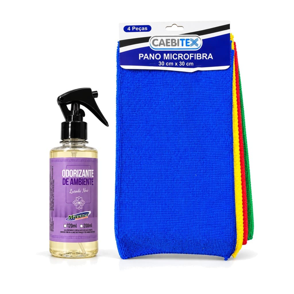 Kit Carro Cheiroso Perfume para Carro Spray 200ml Lavanda + Panos de Microfibra Toalha 60x80 Presente