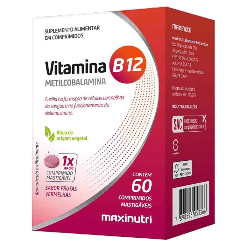 Vitamina B12 Metilcobalamina Maxinutri 60 Comprimidos