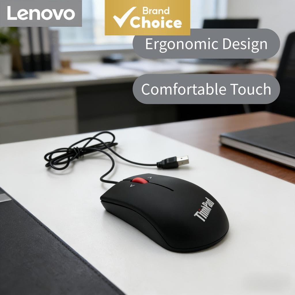 Mouse Lenovo ThinkPad com Fio/Sem Fio, Mouse Óptico Ergonômico USB 2.4G, Rolo Vermelho, Clique Silencioso, para Laptop e