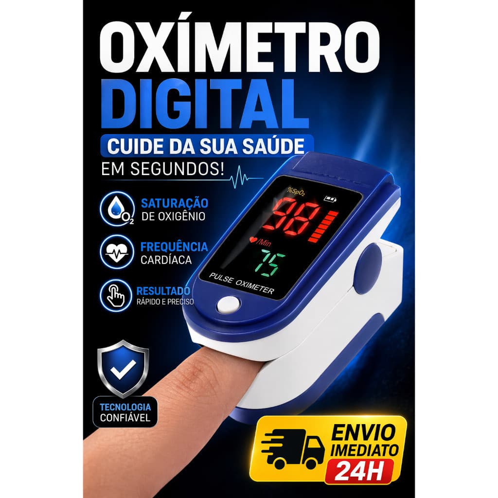Oxímetro Digital de Dedo SpO2 Monitor Cardíaco Portátil Precisão Rápida