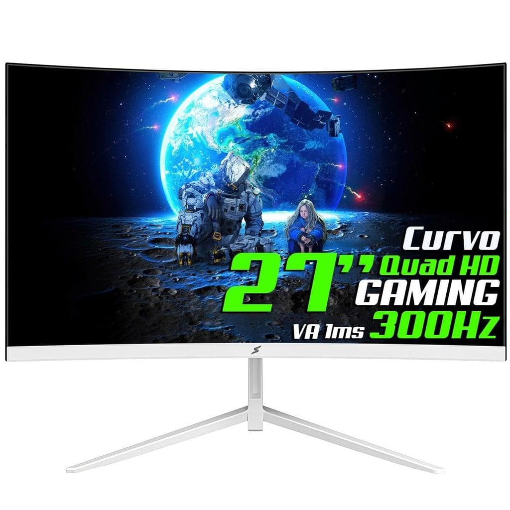 Monitor Gamer SuperFrame Vision, 27 Pol, Curvo, Full HD, VA, 1ms, 300Hz, FreeSync, HDMI/DP, Branco, SF-MN-VSN27FVCFW1B