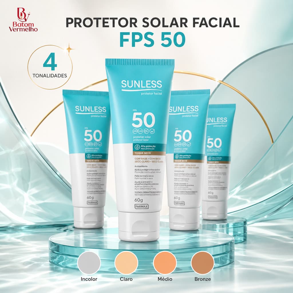 Protetor Solar Facial FPS 50 Toque Seco Sunless - 60g