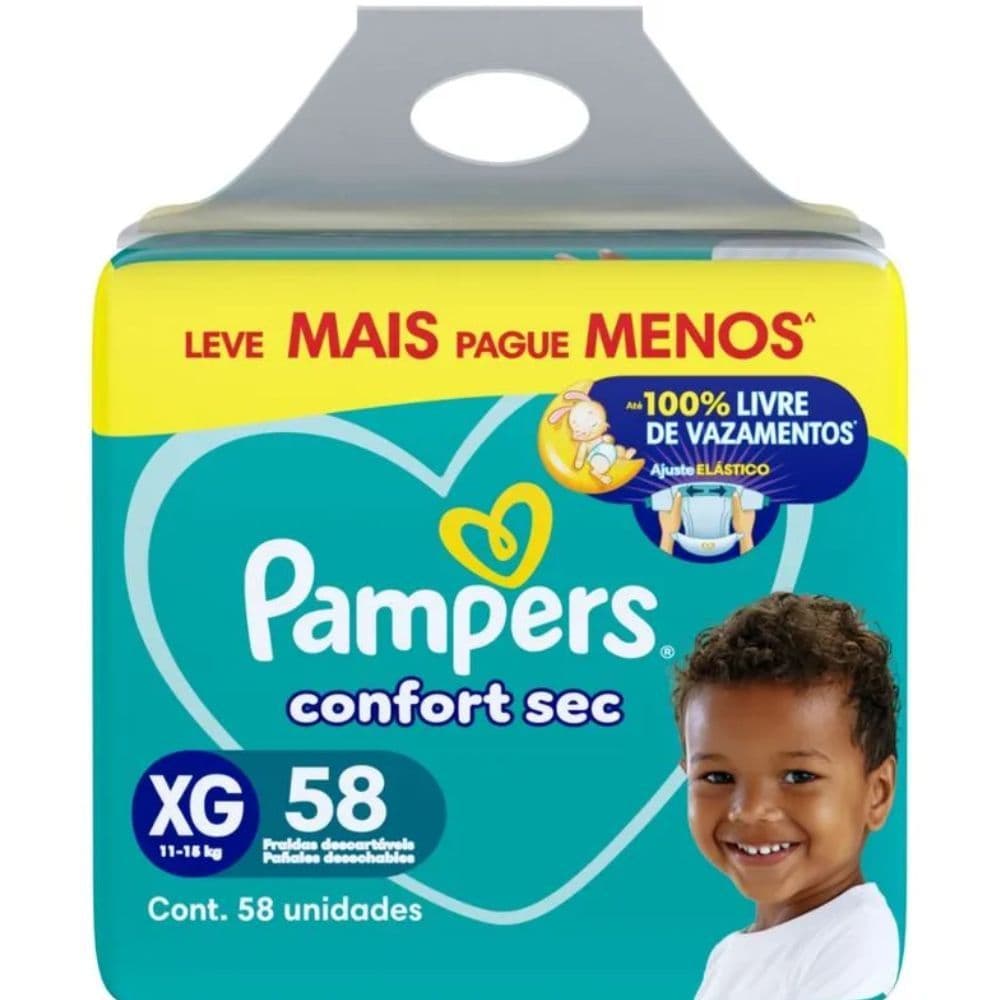 Fralda Pampers Confort Sec Fortebag Tam XG 58 unidades