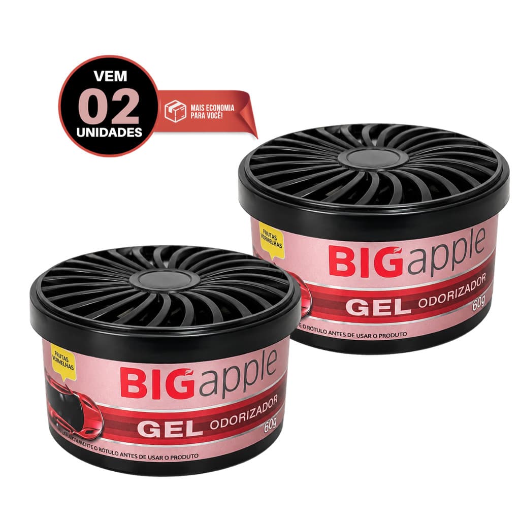 Kit 2 Cheirinho Carro Odorizante Em Gel Morango 60g Automotivo Para Carro Fragrância Premium Big Apple Gel