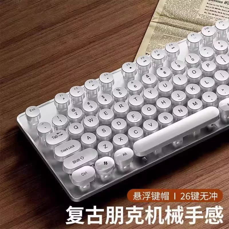 Retro Punk teclado Desktop computador Universal teclado mecânico Mouse conjunto escritório dedicado mudo silencioso com 
