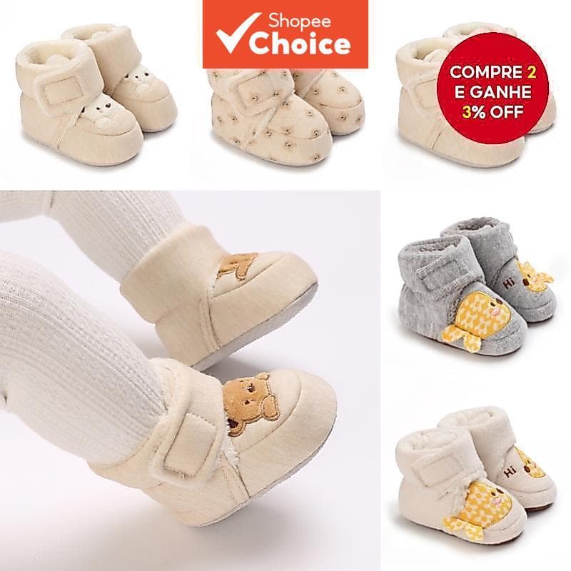 Botas De Urso Quentes Fofas Para Bebês De 0 A 18 Meses , Sola Macia De Inverno , Sapatos De Caminhada Confortáveis , Uni