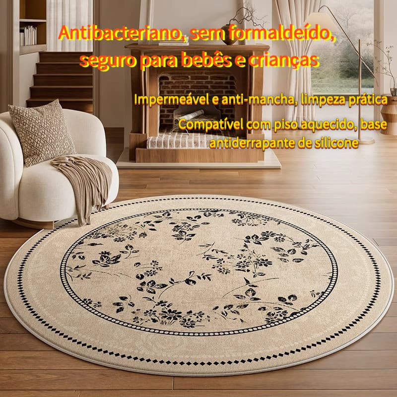 Estilo Medieval francês redondo Retro tapete antibacteriano formaldeído-livre antiderrapante tapete sala de estar quarto