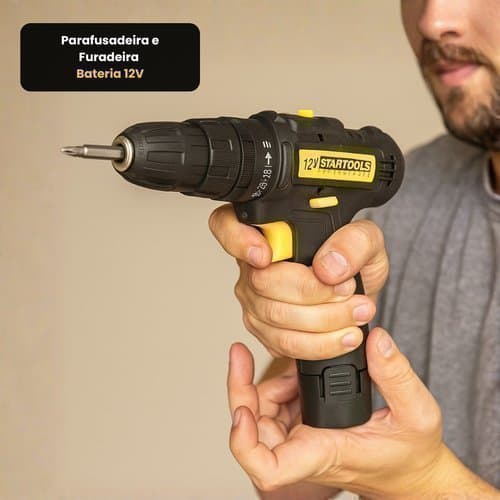 Parafusadeira Furadeira Bateria Portatil 12v Recarregavel Profissional Multifuncional