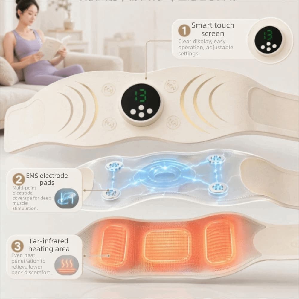 Cinto De Massagem Leve Vermelha , Massageador De Cintura Portátil Multifuncional Muscular De Tecido Elástico