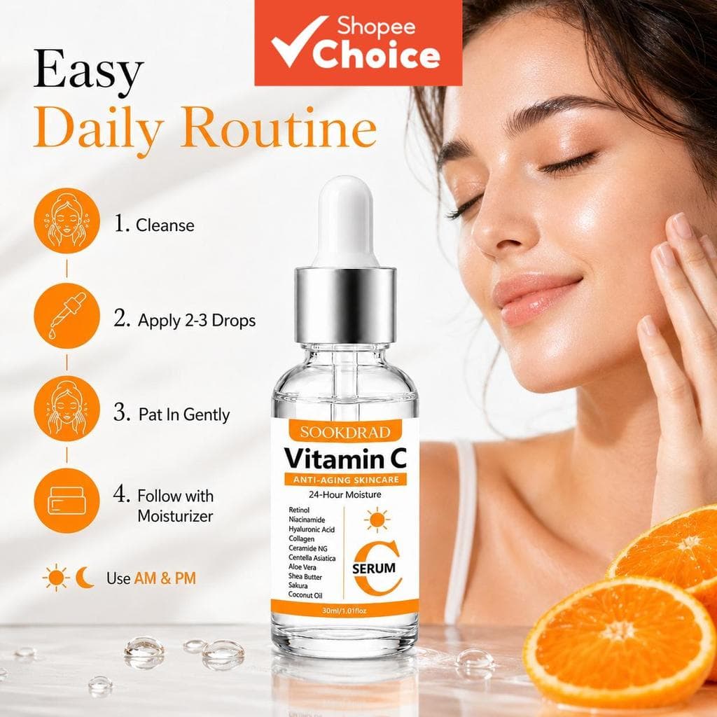 de Vitamina C e , Cuidados Faciais Diários, Hidratação 24 Horas, Para Todos os Tipos de Pele, 30ml