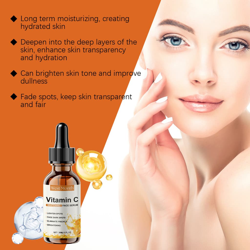 Essência Facial De Vitamina C Desbota Manchas Escuras Suave Cuidados Com A Pele Soro Iluminador De Ácido Hialurônico
