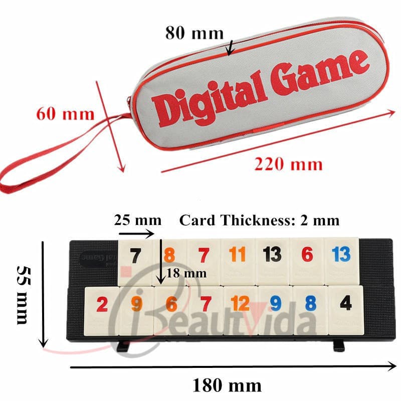 Rummikub 106 peças, jogo de tabuleiro de Mahjong digital portátil para viagens em família, A7ZO NWCB