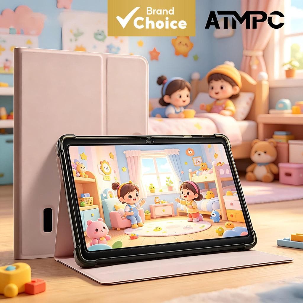 Tablet infantil de 7 polegadas ATMPC, sistema Android 14, tela IPS HD, 4 GB (2+2 expansíveis) de RAM + 16 GB de