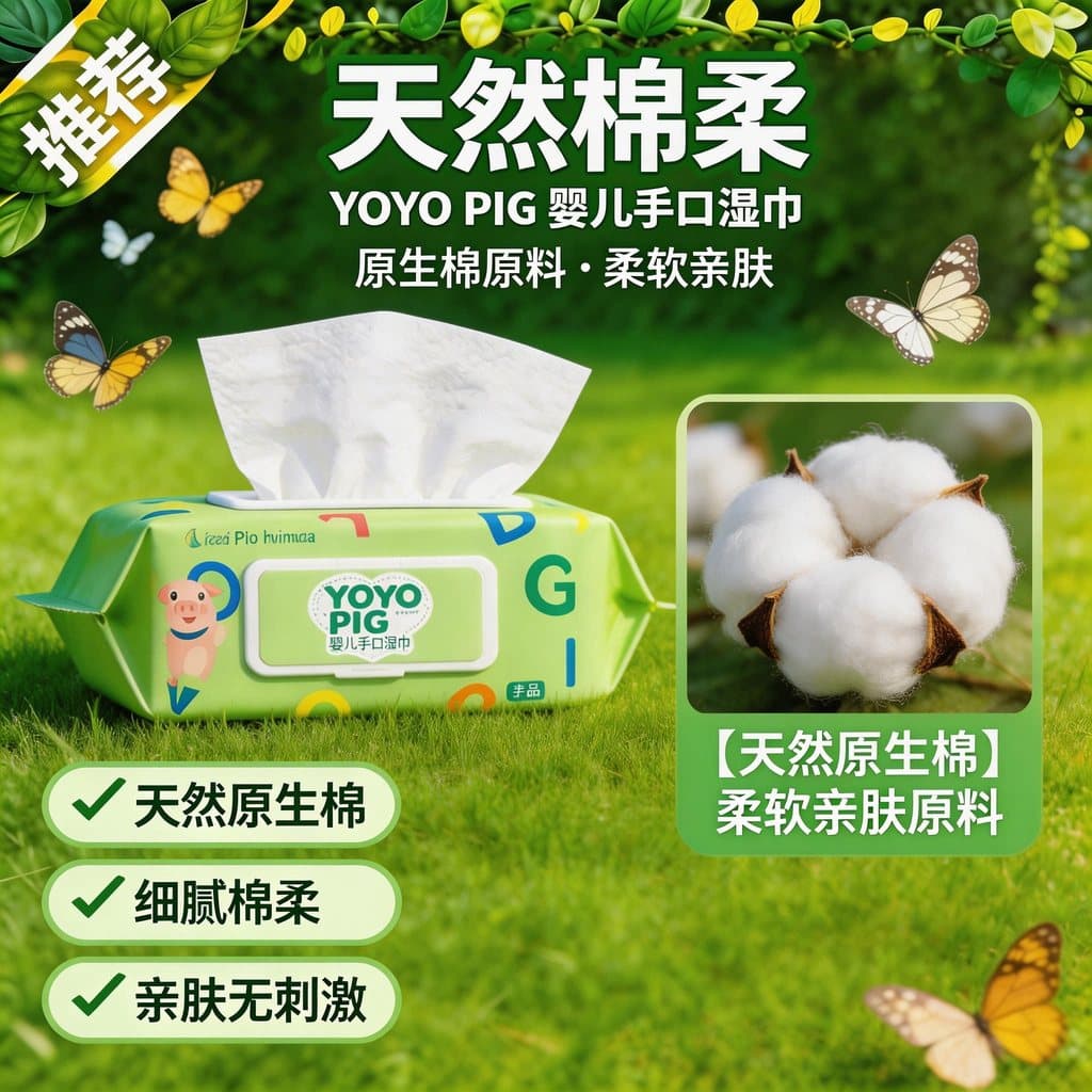 [Yoyo Pig] Lenços umedecidos para bebês, mãos, boca, dedicado, recém-nascidos, toalhetes umedecidos com capa, lenços ume