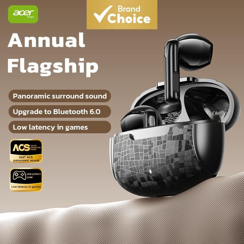 Fones de ouvido Acer OHR 801, fones de ouvido sem fio TWS de referência anual, com fones de ouvido Bluetooth 6.0, som