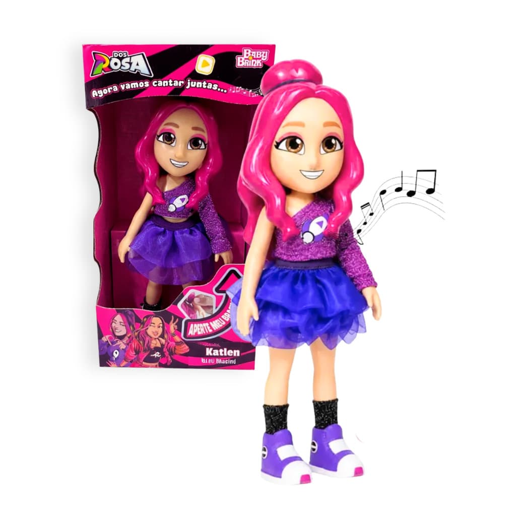 Boneca Katlen Musical Youtuber Dos Rosa Articulada 25cm