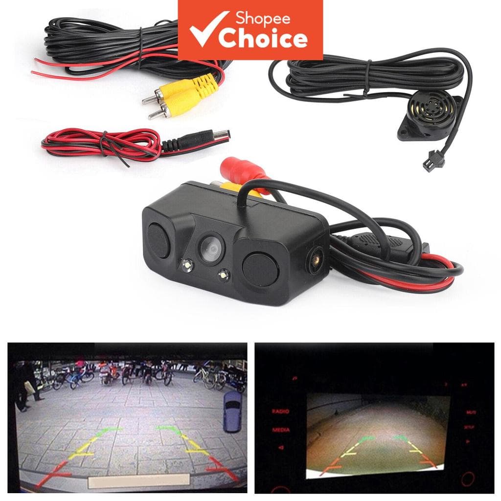 3 Em 1 170 ° Sensor De Estacionamento Do Radar Da Visão Traseira Câmera De Backup Carro Integrado