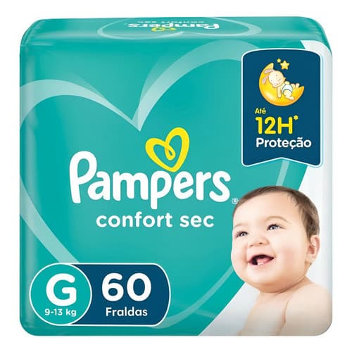 Fralda Descartável Infantil Pampers Confort Sec G 60 Unidades