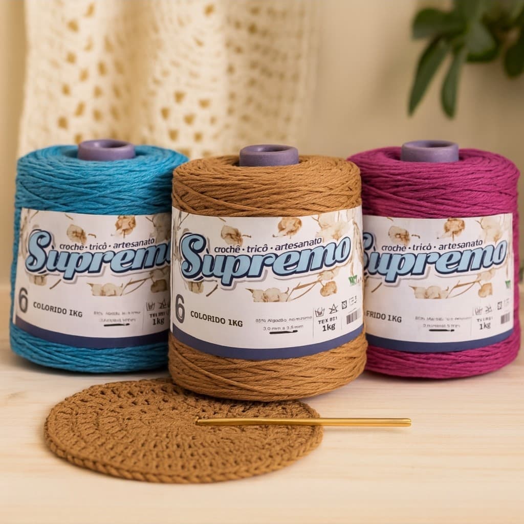 Barbante Supremo Fio 6 Colorido 1kg – Fio para Crochê, Tricô e Artesanato | Tapetes e Peças Firmes