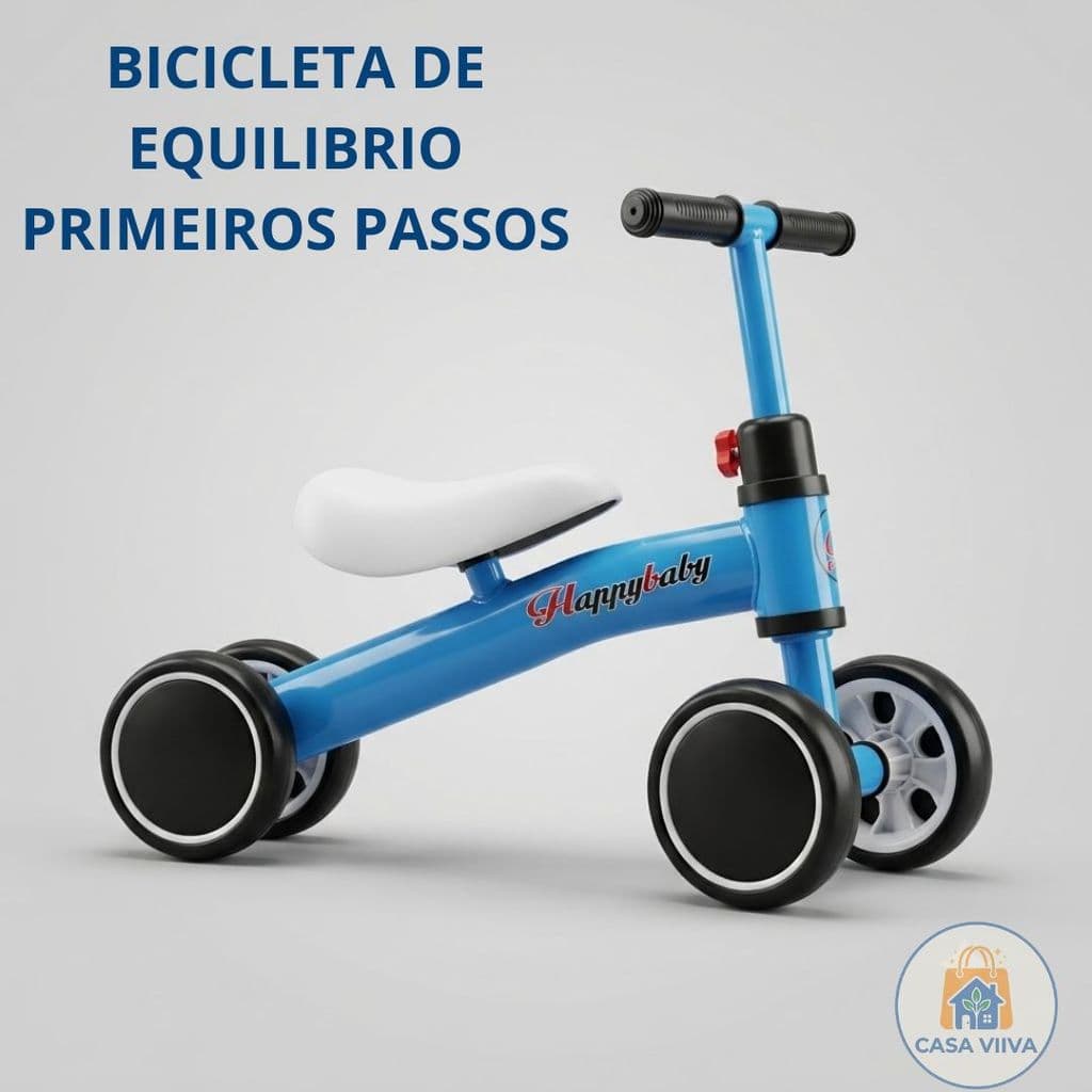 Bicicletinha De Equilíbrio Infantil Sem Pedal 4 Rodas Andador Bebê Balance Bike 1 a 3 Anos