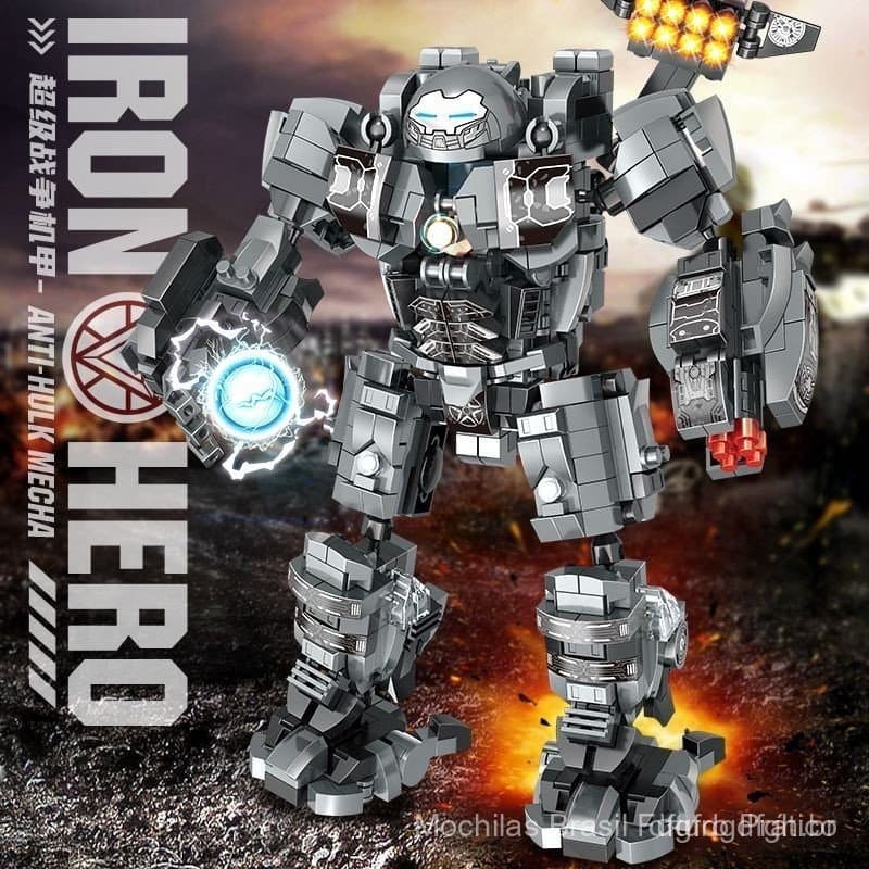 8XFA Brinquedo de Montar Quebra-Cabeça Homem de Ferro Hulkbuster para Meninos Compatível com Lego Dificuldade B