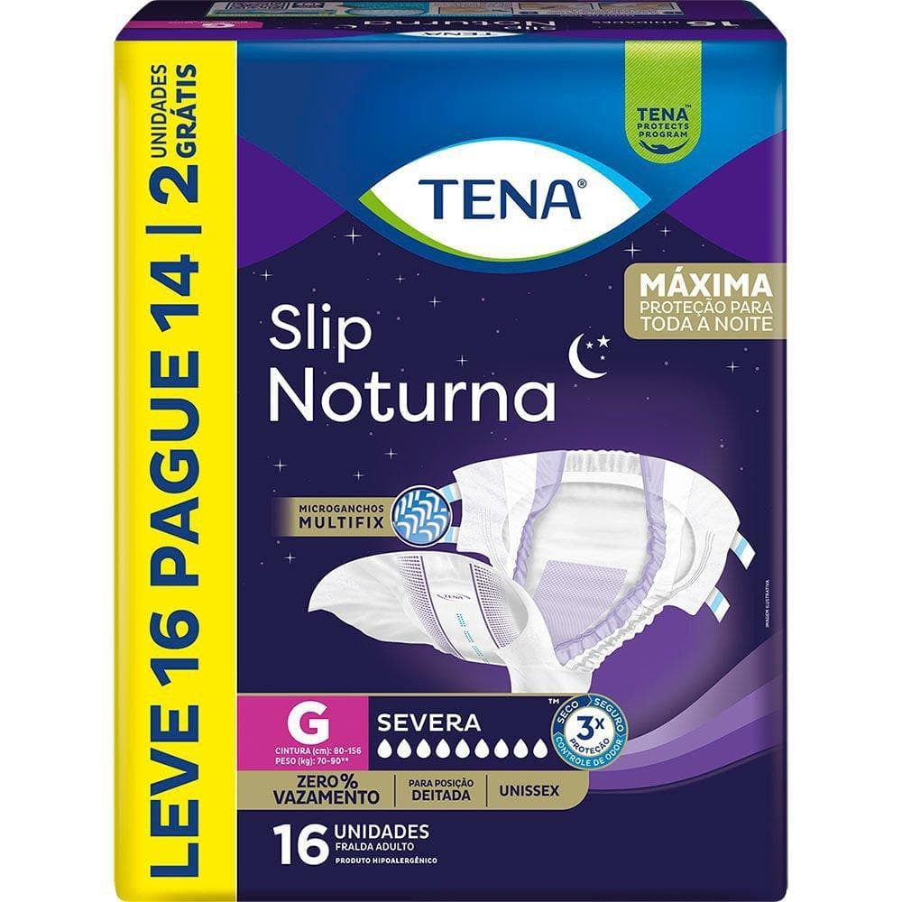 Fralda Geriátrica Tena Slip Noturna G Leve 16 Pague 14 unidades