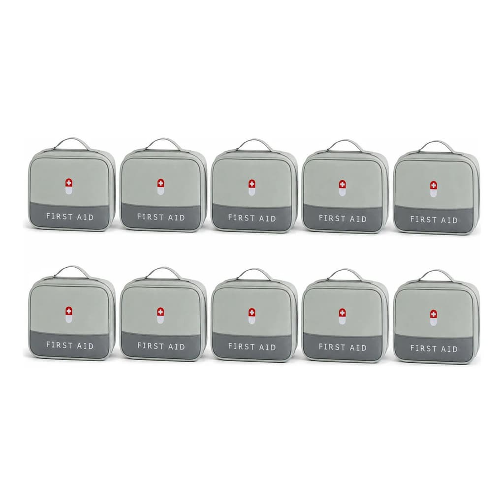 Kit 10 Bolsa Necessaire Porta Remédios Primeiros Socorros Cinza