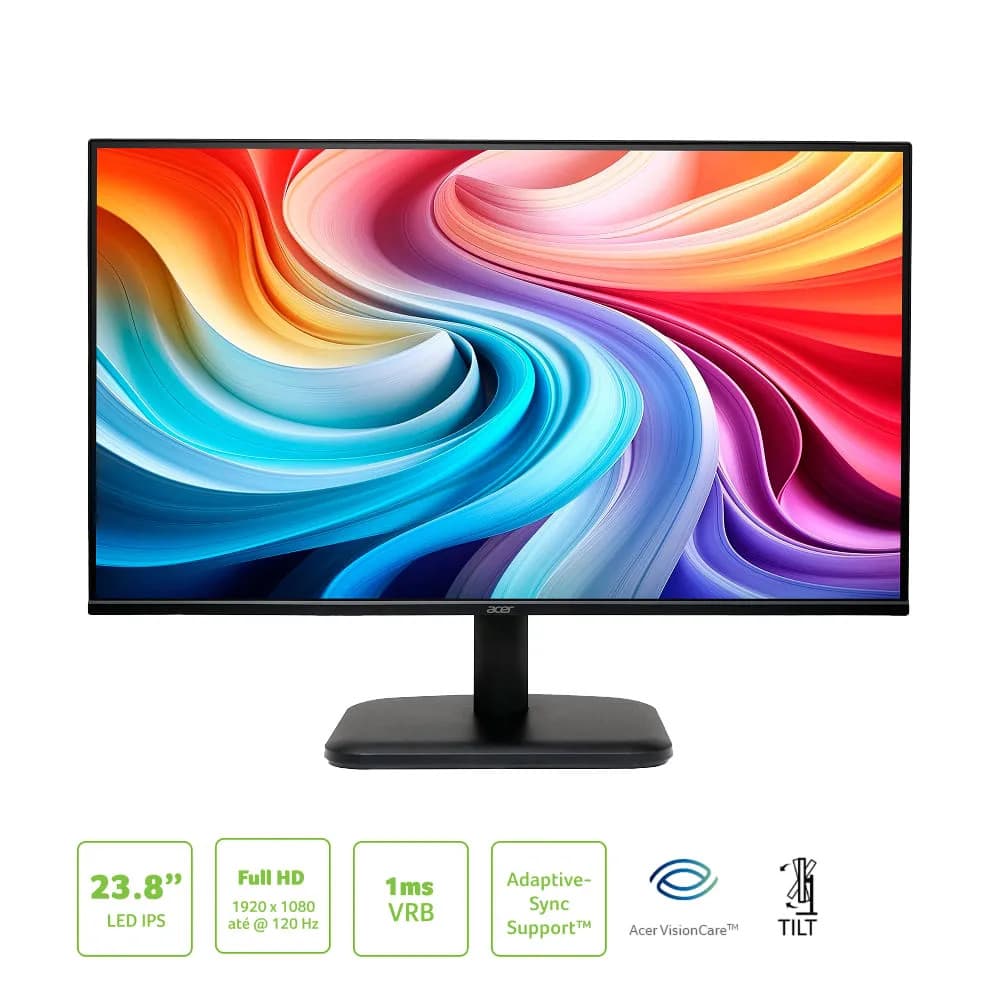Monitor Gamer Acer 23.8” Ek241y Full Hd LED Ips 120 Hz 1 Ms
