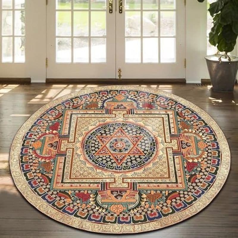 Tapete Redondo , Boho Circular Macio Antiderrapante , Tapetes De Área Laváveis Para Quarto , Sala De Estar , Corredor , 