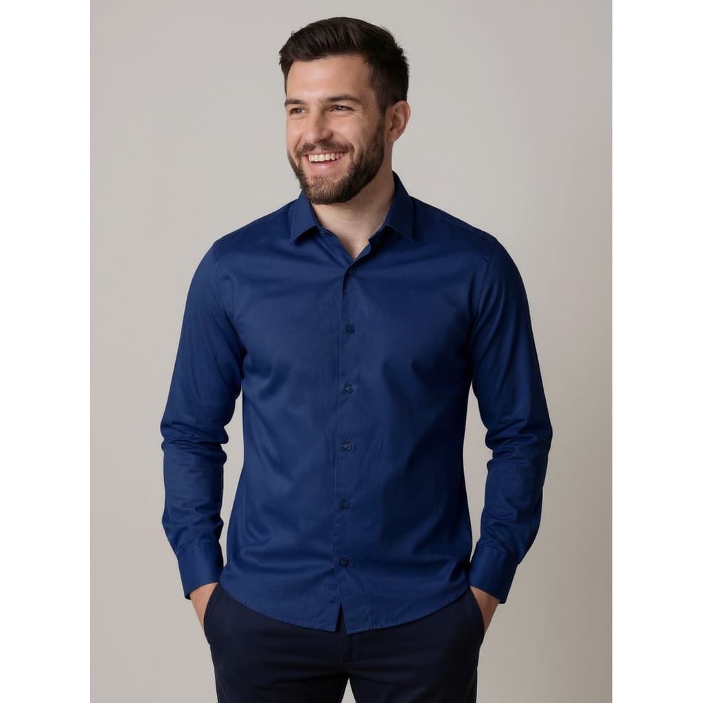 Camisa Masculina Manga Longa Tricoline Premium Slim Fit Social — Atelie Art & Capricho