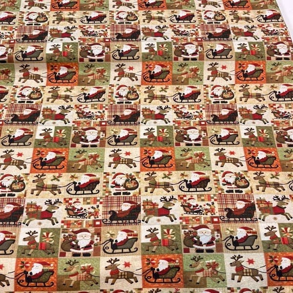 Tecido Tricoline Digital Natal Papai Noel Rena Tipo Patchwork