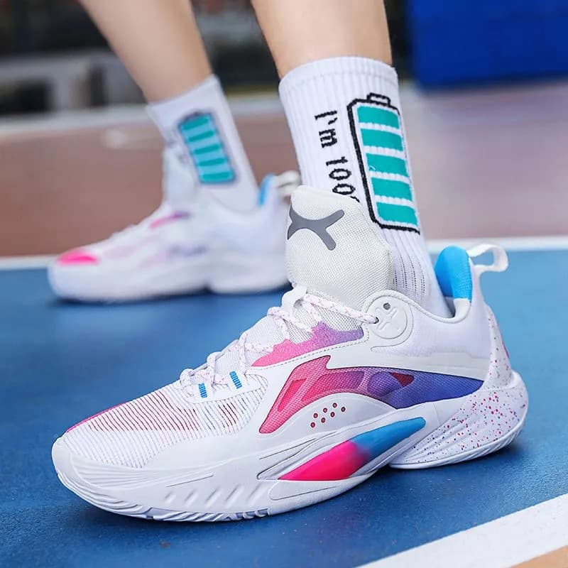 Tênis de basquete de cano baixo malha respirável prático combate antiderrapante tênis esportivos n