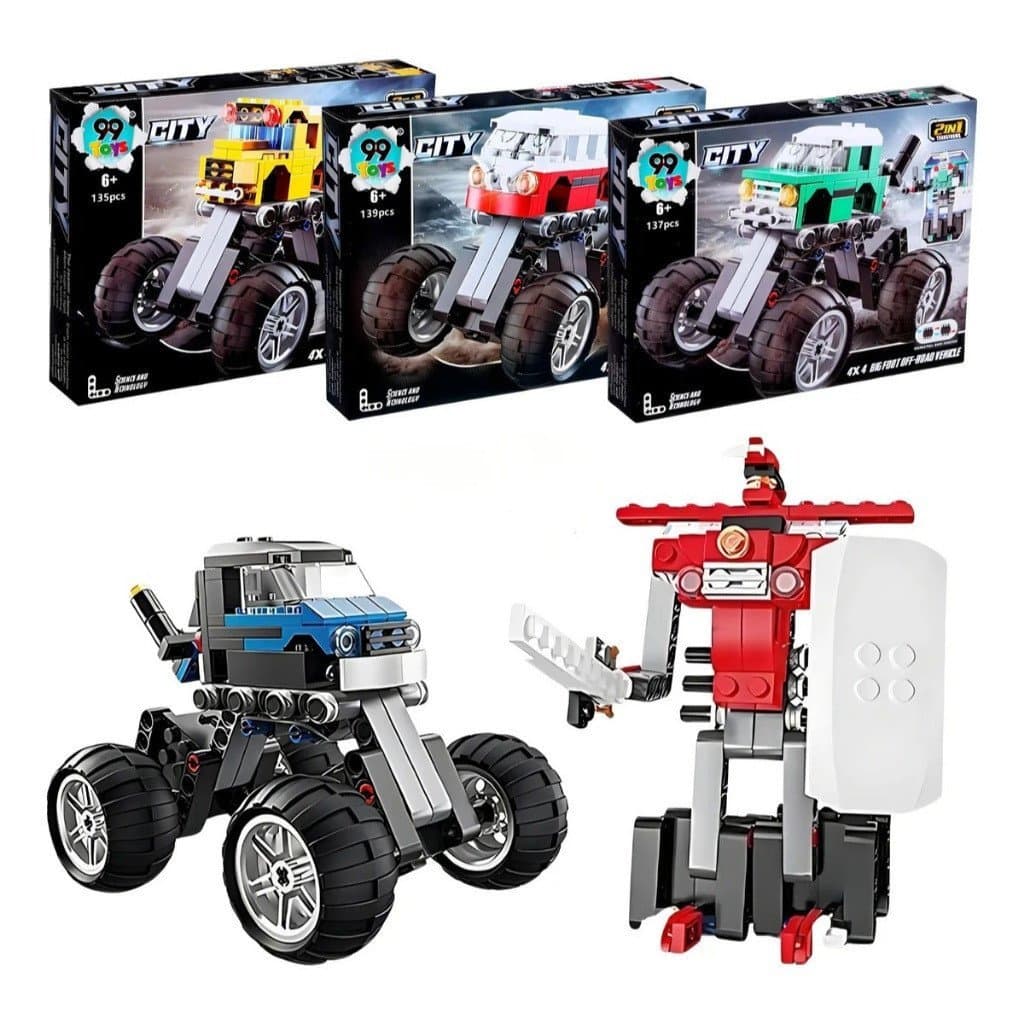 Carro de Corrida Robô Transformador 2 em 1 com Blocos de Montar Lego