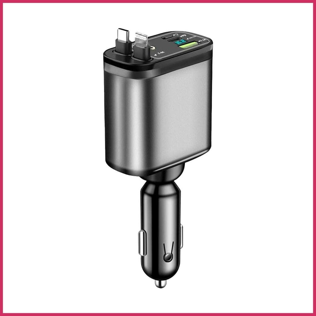 Carregador De Telefone Retrátil Para Carro , Carregamento Rápido , Atmosfera De Luz , Carregadores De Automóvel Celular 