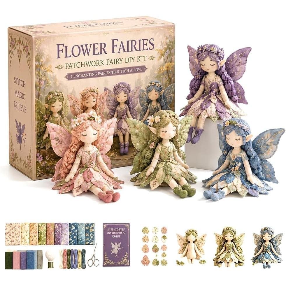LBZLBZ 2026 Coleção DIY de Patchwork de Fadas – Kit de Costura de Patchwork de Fadas Florais, Conjunto de Tecidos Artesa