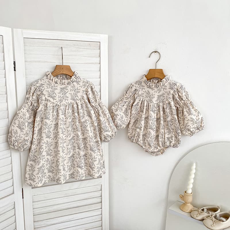 Novo bebê menina Floral vestido de manga comprida coreano Retro fresco saia do bebê macacão de bebê menina moda roupas d