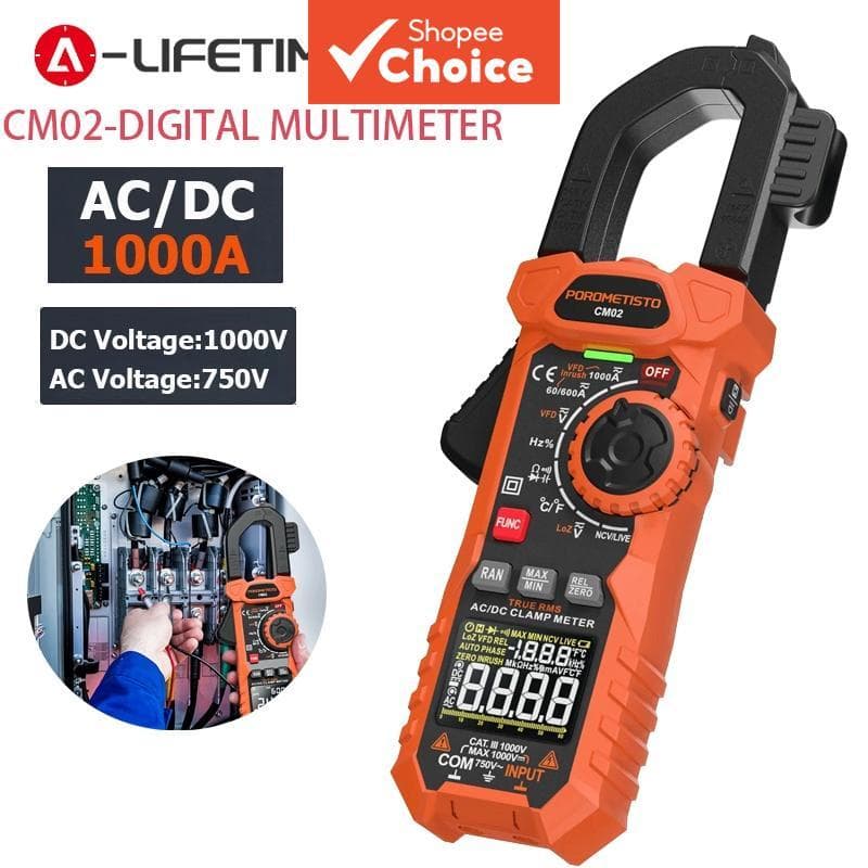 Uma Peça CM02 Multímetro Digital De Impedância Dupla Inteligente 1000A 1000V AC DC Braçadeira Medidor True RMS Amperímet