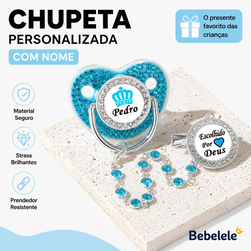 Chupeta para bebê, personalizada com nome e foto, inclui prendedor/fecho/corrente de chupeta personalizado WFWZ