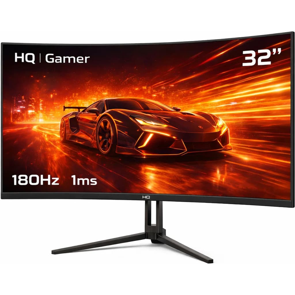Monitor Gamer HQ Ultra, 32 Pol, Curvo, VA, QHD, 1ms, 180Hz, HDMI/DisplayPort/P2, Preto, HQ32C180
