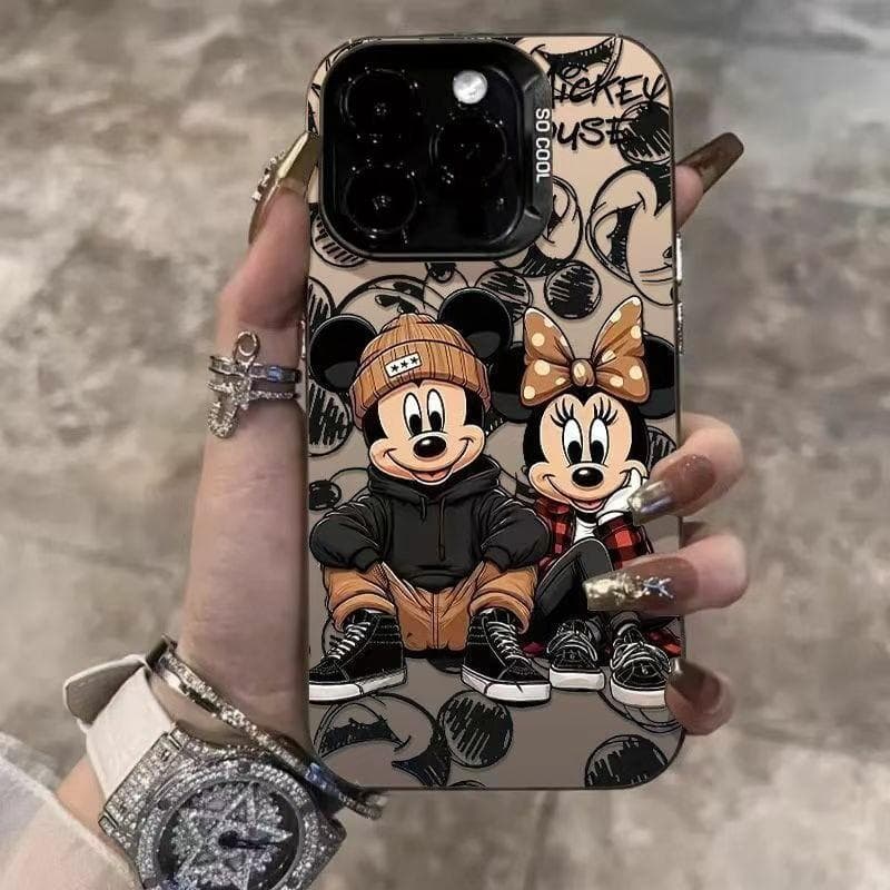 Anti-impacto Silicone Capinha Fosco Rato de Desenho Para iPhone XR 11 12 13 14 15 16 17 18 Pro Max Capinha de celular
