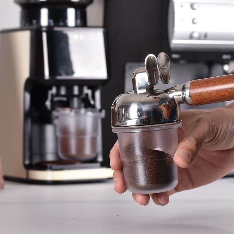 Café em pó recebendo copo de grãos de café pesando copo cheiro 51/58mm alça italiana em pó recebendo pó Anti-voador engr