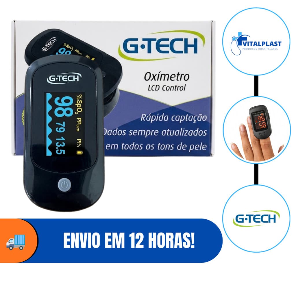 Oxímetro de Pulso de Dedo LCD G-TECH Profissional com ANVISA