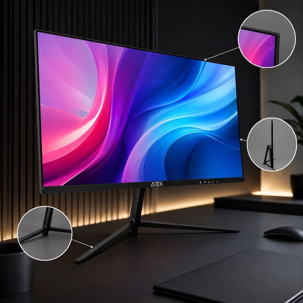 Monitor Gamer Full HD 21,5 Borda Infinita AMD FreeSync 100Hz 1ms HDMI VGA LED VESA 75x75 Aitek