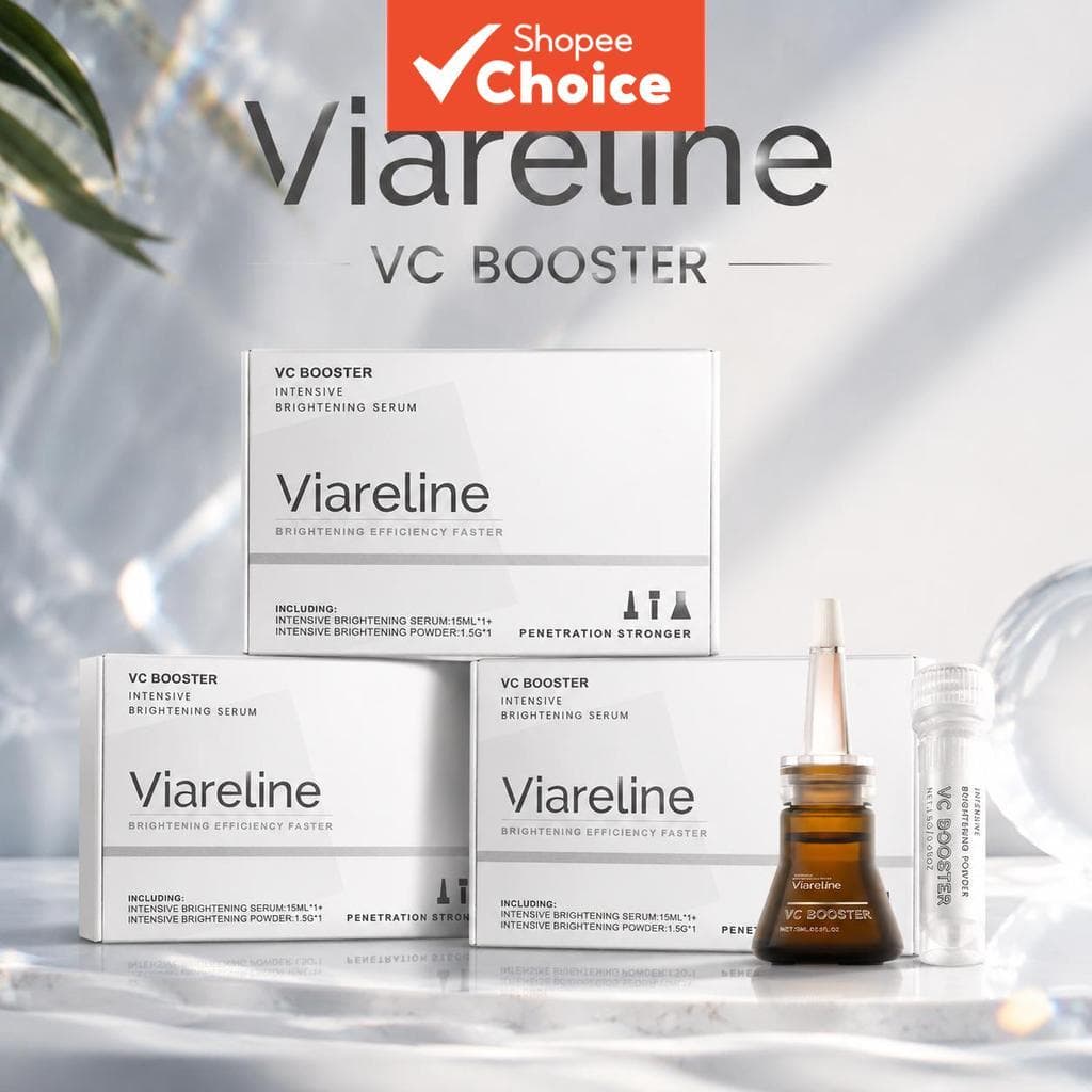 Viareline VC Booster Soro Clareador Intensivo Conjunto com 3 Caixas Hidratante Facial com Vitamina C Refinamento dos