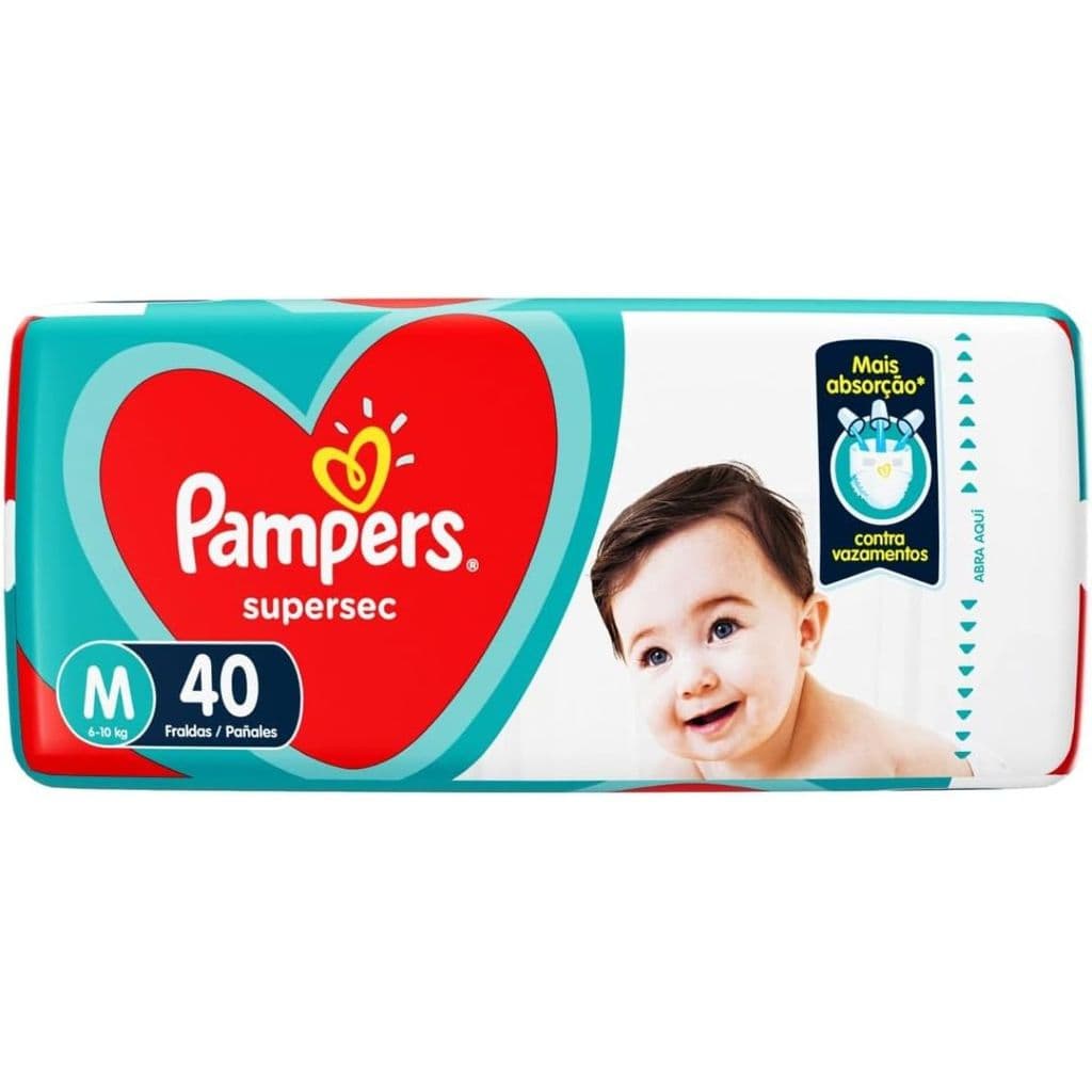 Fralda Pampers Supersec Mega M 40 unidades vermelha