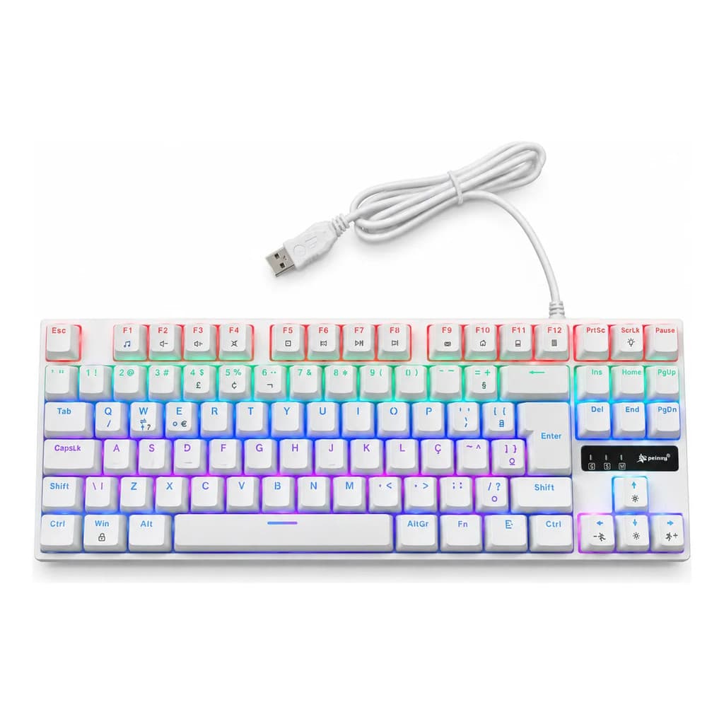 Teclado Mecânico Gamer HotSwap Switch Blue 89 Teclas ABNT2 LED USB Peining PEI-FR05