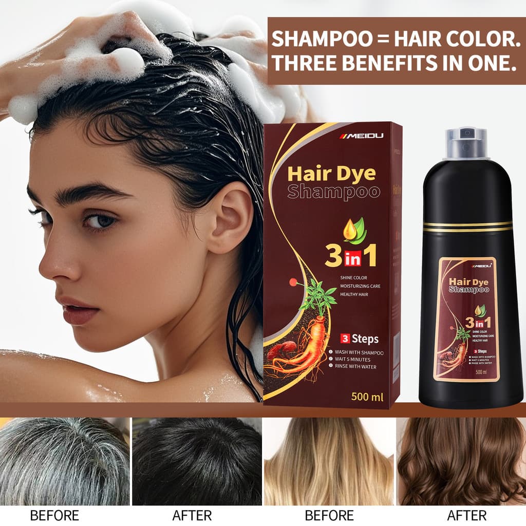 500ml Shampoo 3 Em 1 Tintura De Cabelo Fácil De Usar Cor Hidratante E Saudável Cuidado Rápido